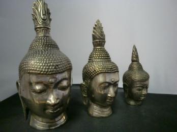Trois têtes de Bouddha - Indonésie - fin du Xxe siècle 2