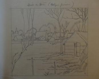 Jean-Emile LABOUREUR - Hiver en Brière, Dessin original au crayon 2