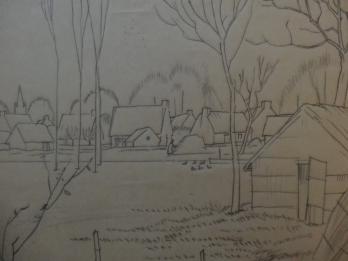 Jean-Emile LABOUREUR - Hiver en Brière, Dessin original au crayon 2