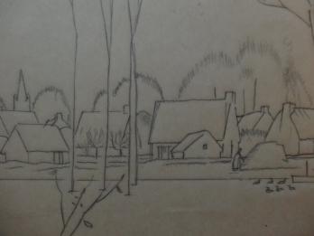 Jean-Emile LABOUREUR - Hiver en Brière, Dessin original au crayon 2