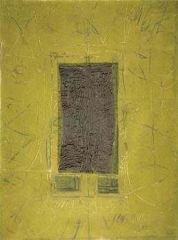 Georges NOEL (1924 - 2010) - 1 grand et 2 petits personnages d’ocre sur vert, 1962, Huile sur toile 2