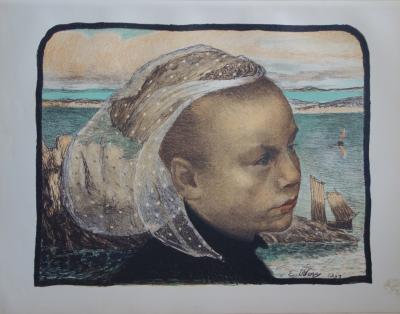 Émile Auguste WERY - Bretagne,, Lithographie originale  signée (1897) 2