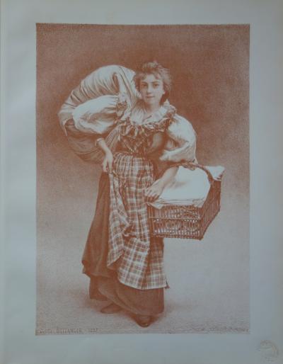 Camille BELLANGER -  La Blanchisseuse, 1897 - Lithographie originale signée 2