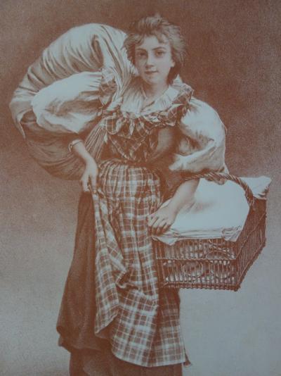 Camille BELLANGER -  La Blanchisseuse, 1897 - Lithographie originale signée 2