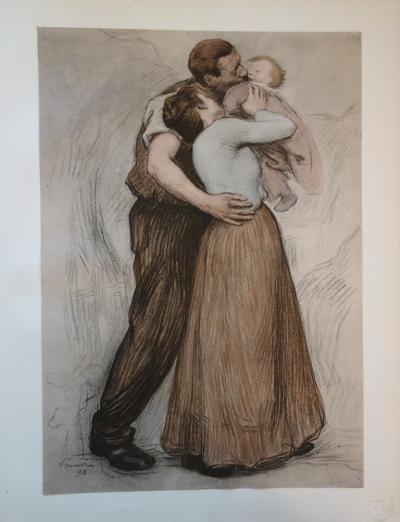 Victor Prouve  - Le baiser, Lithographie originale  signée (1897) 2