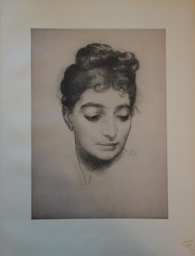 Félix BRACQUEMOND  - Portrait, Lithographie originale  signée (1897)