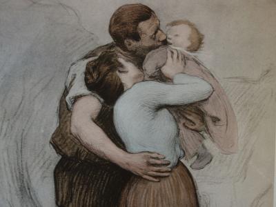 Victor Prouve  - Le baiser, Lithographie originale  signée (1897) 2