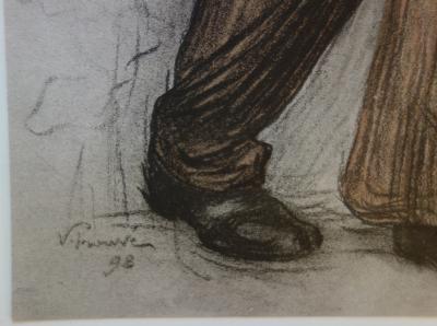 Victor Prouve  - Le baiser, Lithographie originale  signée (1897) 2