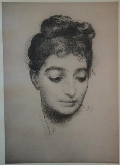 Félix BRACQUEMOND  - Portrait, Lithographie originale  signée (1897) 2