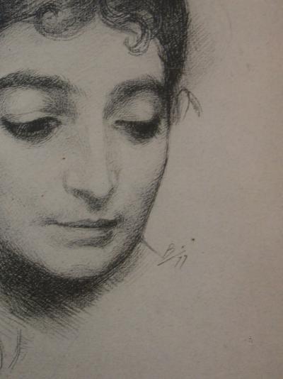Félix BRACQUEMOND  - Portrait, Lithographie originale  signée (1897) 2