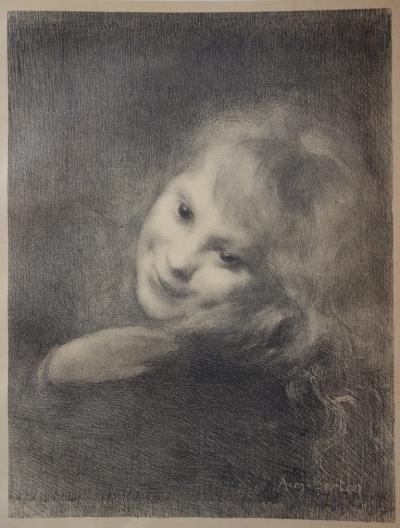 Armand BERTON - Rieuse, Lithographie originale  signée (1897) 2