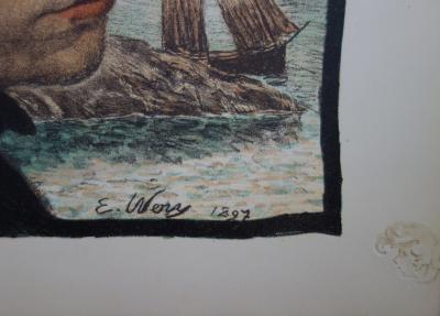 Émile Auguste WERY - Bretagne,, Lithographie originale  signée (1897) 2