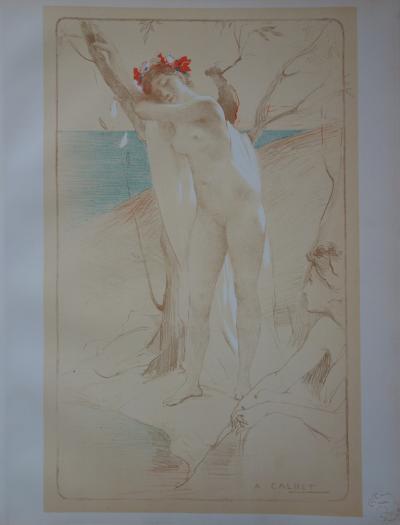 Antoine CALBET : L’inconnue, Lithographie originale signée (1897) 2