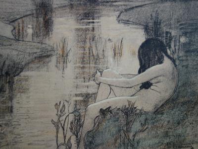 A. Laurens - Le bain des nymphes, 1897 - Lithographie originale signée 2