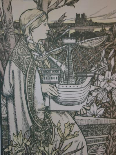 A. GIRALDON - Lutèce, 1897 - Lithographie originale signée 2