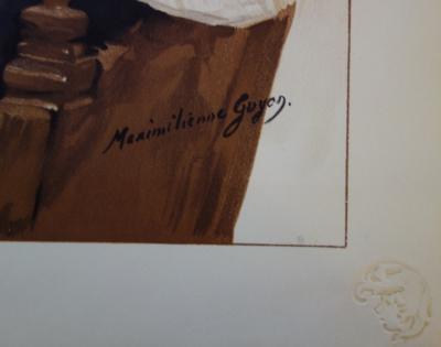 Maximilienne GUYON - La coiffe en dentelles, Lithographie originale  signée (1897) 2