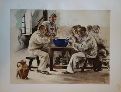 Jacques Baseilhac - La soupe à la chambrée, Lithographie originale signée (1897) 2