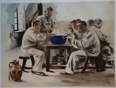 Jacques Baseilhac - La soupe à la chambrée, Lithographie originale signée (1897) 2