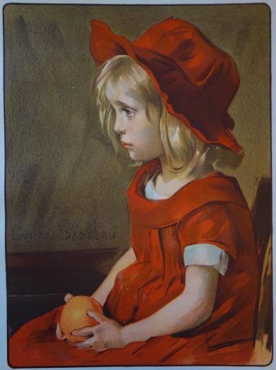 Louise BRESLAU - Little girl with Orange, 1857 - original signed lithograph 2