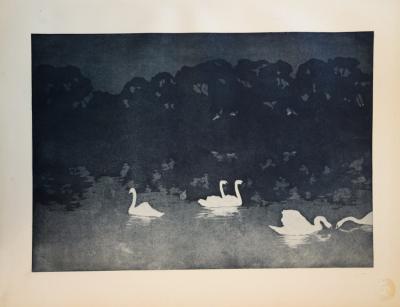 Francis Jourdain - Les cygnes, Lithographie originale  signée (1897) 2