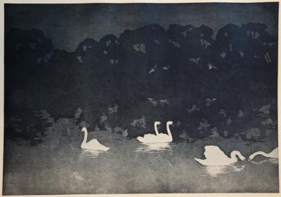 Francis Jourdain - Les cygnes, Lithographie originale  signée (1897) 2