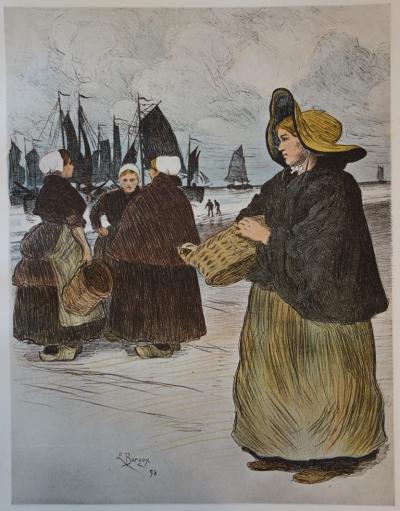 Louis BORGEX - Les Sardinières, Lithographie originale signée 2