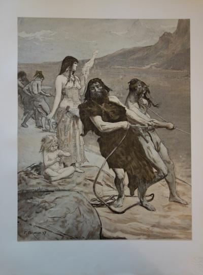 Fernand Cormon - Cité lacustre, Lithographie originale  signée (1897) 2