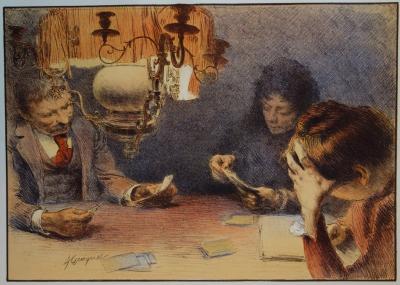 François Guiguet - La Lampe, Lithographie originale  signée (1897) 2