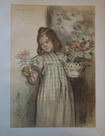 F. Bouisset -  Bouquetière, Lithographie originale  signée (1897 2