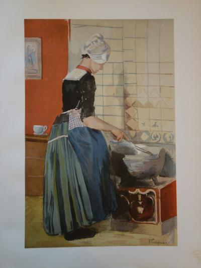 F. Luigini -i La Servante, Lithographie originale  signée (1897) 2