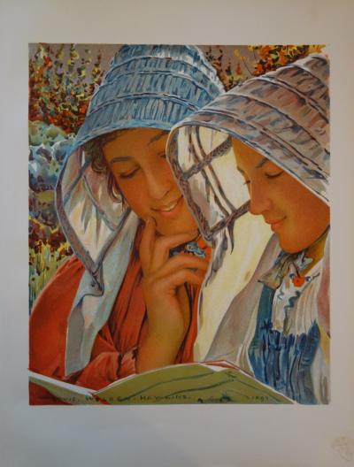 Louis Welden HAWKINS - Liseuses, 1897 - Lithographie originale signée 2