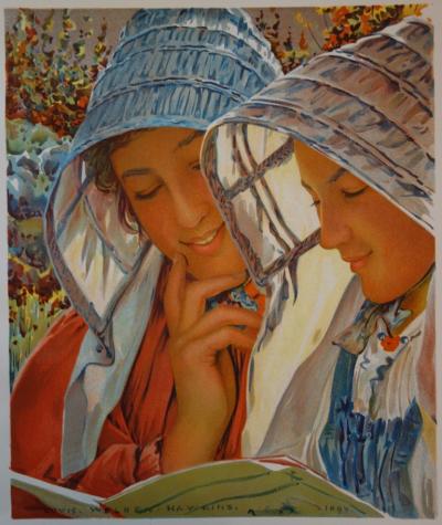 Louis Welden HAWKINS - Liseuses, 1897 - Lithographie originale signée 2