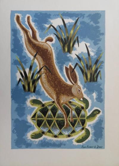 Jean Picart le DOUX – Der Hase und die Schildkröte, 1961, Lithographie 2