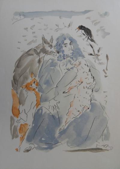 Marcel VERTES - La Fontaine et ses animaux, 1961, Lithographie signée 2