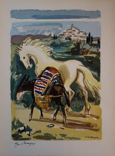 Yves BRAYER - Le cheval et l’âne,1961, Lithographie signée 2