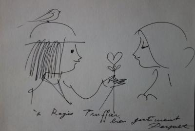 Raymond PEYNET - Les amoureux de la St Valentin, Dessin original signé 2
