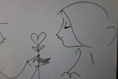 Raymond PEYNET - Les amoureux de la St Valentin, Dessin original signé 2