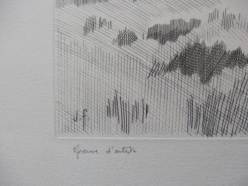 Jean FEUGEREUX - Soleil couchant sur la Beauce, Gravure originale signée 2