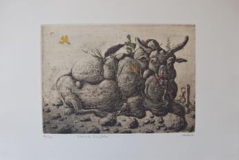 Mordecaï MOREH - Eternité d’un Zebu - Eau-forte et aquatinte originale signée 2