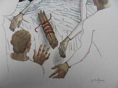 Georges ROHNER - Le vieillard et ses enfants, Lithographie originale signée 2