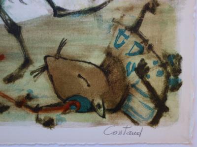 Lucien COUTAUD - Le combat des rats et des belettes, Lithographie originale, signée 2