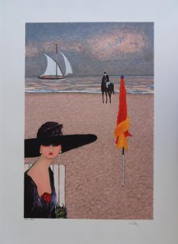 Ramon DILLEY - La femme au chapeau, Lithographie signée 2