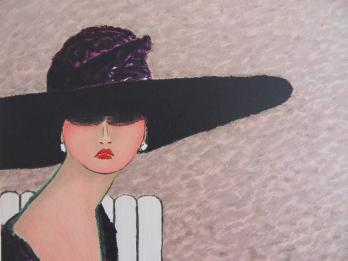 Ramon DILLEY - La femme au chapeau, Lithographie signée 2