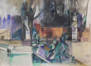 Camille HILAIRE - Le Jardin du Luxembourg, Aquarelle originale signée 2