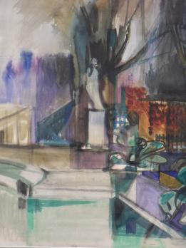 Camille HILAIRE - Le Jardin du Luxembourg, Aquarelle originale signée 2
