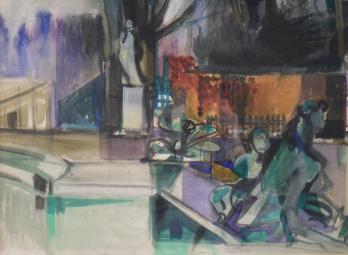 Camille HILAIRE - Le Jardin du Luxembourg, Aquarelle originale signée 2