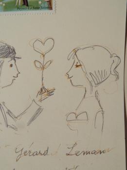 Raymond PEYNET - Les amoureux de la St Valentin, Dessin original signé 2
