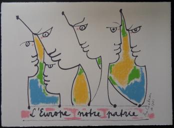 Jean COCTEAU - Les fondateurs de l’Europe, 1961, Lithographie 2