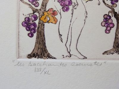 B Le RAINVILLE : Bacchantes et vendanges - Gravure et aquarelle originale signée 2