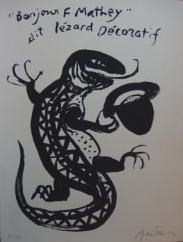 André FRANCOIS - Lézard Décoratif, Lithographie originale signée 2